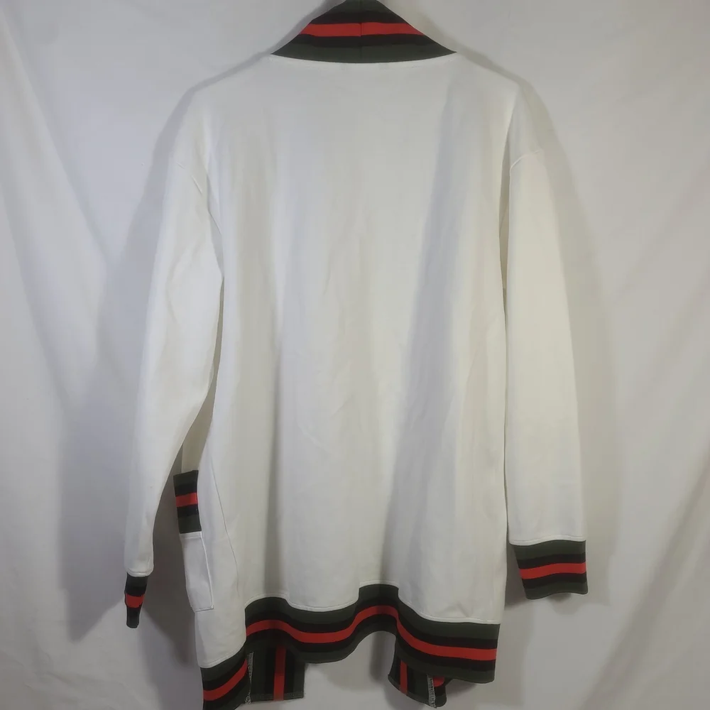 Haute Shore Women's Cody Open-Front Cardigan Sweater Off White Striped One Size - Picture 6 of 14